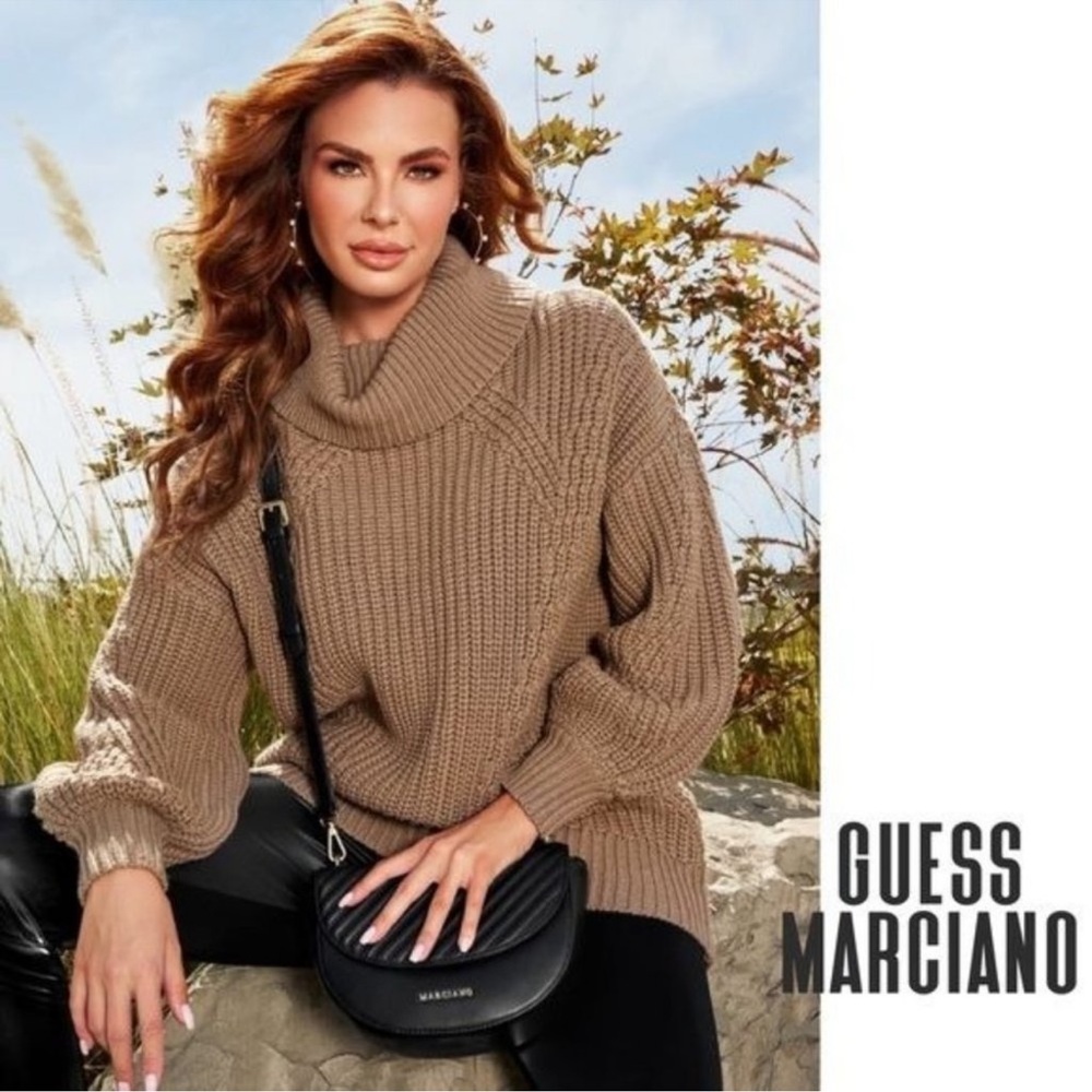 GUESS MARCIANO sweater turtleneck wool blend Small oversized tunic